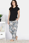 Zivame Knit Poly Pyjama Set - Black Beauty — thumbnail 3